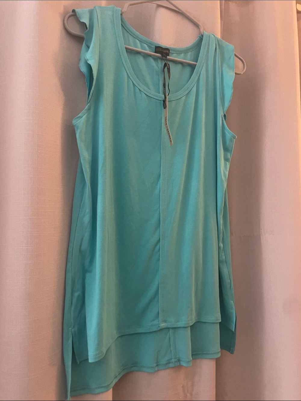 Coco + Carmen Turquoise Layered Scoop Neck Tank